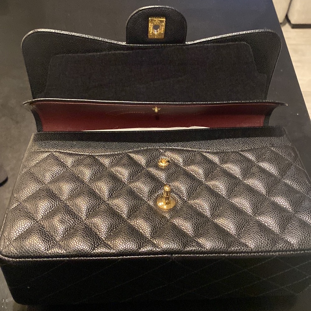 Chanel Large Classic Flap Bag. Black/Burgundy